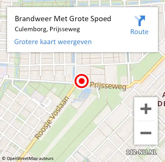 Locatie op kaart van de 112 melding: Brandweer Met Grote Spoed Naar Culemborg, Prijsseweg op 26 oktober 2022 02:42