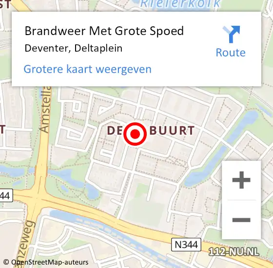 Locatie op kaart van de 112 melding: Brandweer Met Grote Spoed Naar Deventer, Deltaplein op 26 oktober 2022 03:27