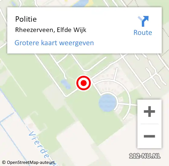 Locatie op kaart van de 112 melding: Politie Rheezerveen, Elfde Wijk op 26 oktober 2022 03:31