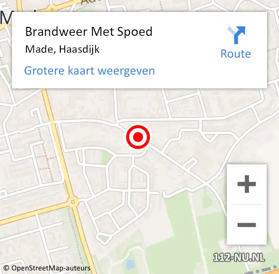 Locatie op kaart van de 112 melding: Brandweer Met Spoed Naar Made, Haasdijk op 26 oktober 2022 03:56