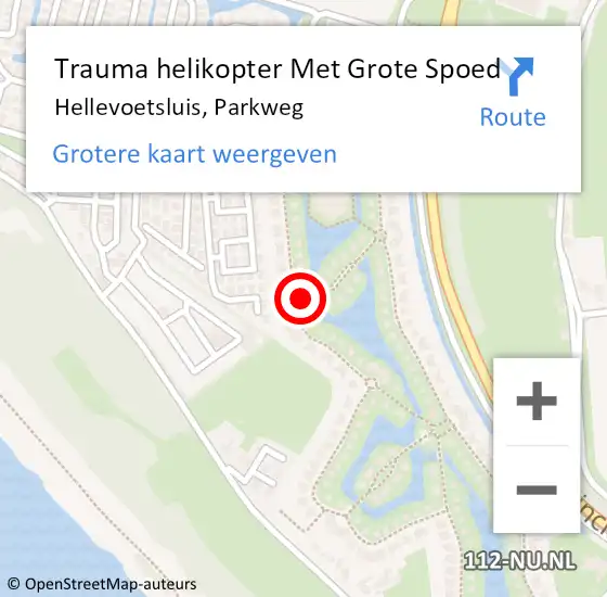 Locatie op kaart van de 112 melding: Trauma helikopter Met Grote Spoed Naar Hellevoetsluis, Parkweg op 26 oktober 2022 04:52