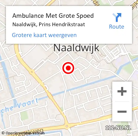 Locatie op kaart van de 112 melding: Ambulance Met Grote Spoed Naar Naaldwijk, Prins Hendrikstraat op 26 oktober 2022 06:19