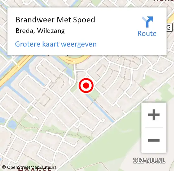 Locatie op kaart van de 112 melding: Brandweer Met Spoed Naar Breda, Wildzang op 26 oktober 2022 07:03