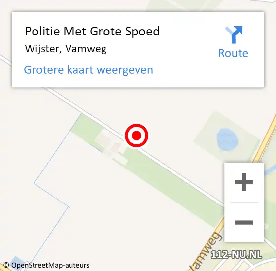Locatie op kaart van de 112 melding: Politie Met Grote Spoed Naar Wijster, Vamweg op 26 oktober 2022 07:08