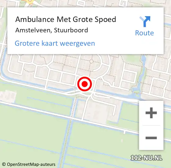 Locatie op kaart van de 112 melding: Ambulance Met Grote Spoed Naar Amstelveen, Stuurboord op 26 oktober 2022 07:35