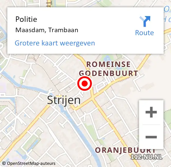 Locatie op kaart van de 112 melding: Politie Maasdam, Trambaan op 26 oktober 2022 07:39