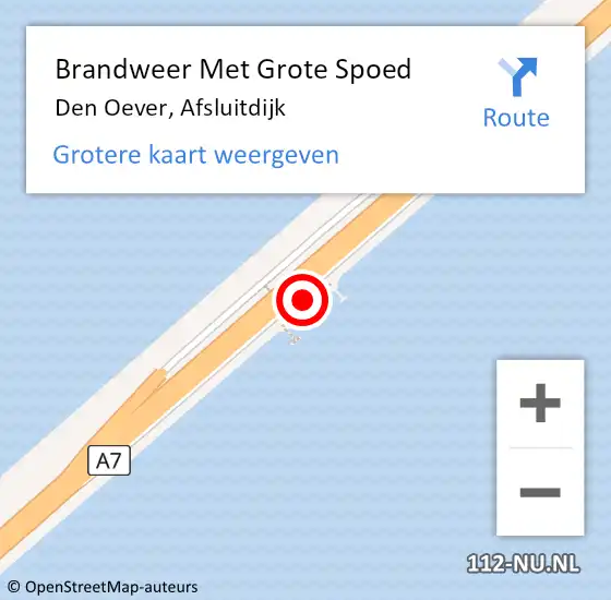 Locatie op kaart van de 112 melding: Brandweer Met Grote Spoed Naar Den Oever, Afsluitdijk op 26 oktober 2022 08:14