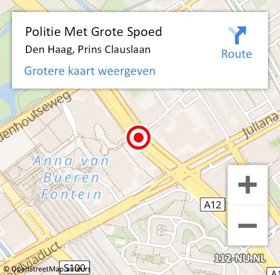 Locatie op kaart van de 112 melding: Politie Met Grote Spoed Naar Den Haag, Prins Clauslaan op 26 oktober 2022 08:23