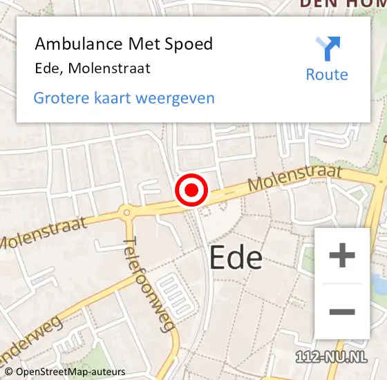 Locatie op kaart van de 112 melding: Ambulance Met Spoed Naar Ede, Molenstraat op 2 augustus 2014 19:56