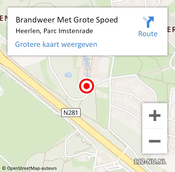 Locatie op kaart van de 112 melding: Brandweer Met Grote Spoed Naar Heerlen, Parc Imstenrade op 26 oktober 2022 08:47