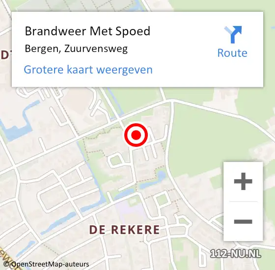 Locatie op kaart van de 112 melding: Brandweer Met Spoed Naar Bergen, Zuurvensweg op 26 oktober 2022 08:52