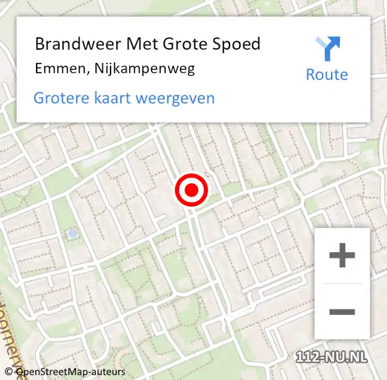 Locatie op kaart van de 112 melding: Brandweer Met Grote Spoed Naar Emmen, Nijkampenweg op 26 oktober 2022 08:59