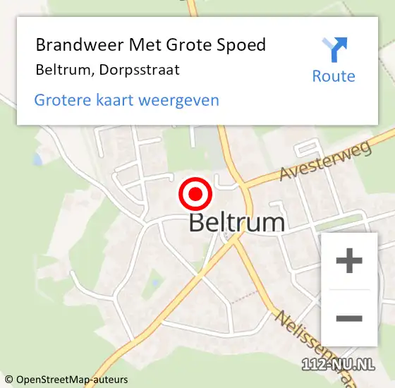 Locatie op kaart van de 112 melding: Brandweer Met Grote Spoed Naar Beltrum, Dorpsstraat op 10 oktober 2013 11:28