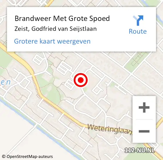 Locatie op kaart van de 112 melding: Brandweer Met Grote Spoed Naar Zeist, Godfried van Seijstlaan op 26 oktober 2022 10:08