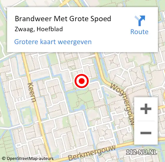 Locatie op kaart van de 112 melding: Brandweer Met Grote Spoed Naar Zwaag, Hoefblad op 26 oktober 2022 10:19