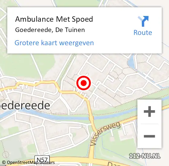 Locatie op kaart van de 112 melding: Ambulance Met Spoed Naar Goedereede, De Tuinen op 26 oktober 2022 10:21