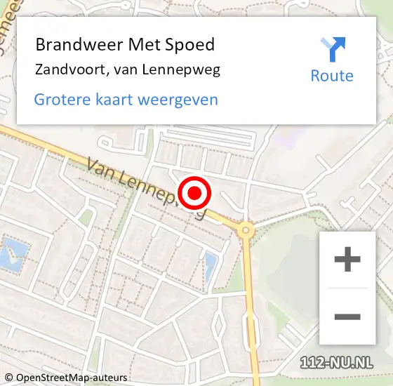 Locatie op kaart van de 112 melding: Brandweer Met Spoed Naar Zandvoort, van Lennepweg op 26 oktober 2022 10:39