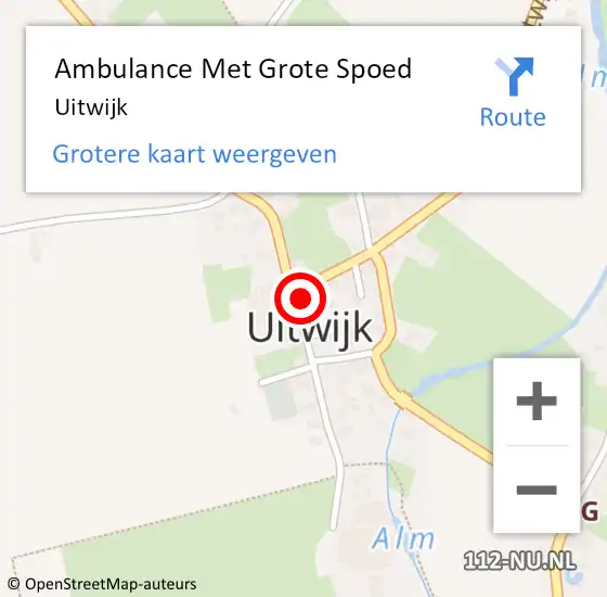 Locatie op kaart van de 112 melding: Ambulance Met Grote Spoed Naar Uitwijk op 26 oktober 2022 10:40