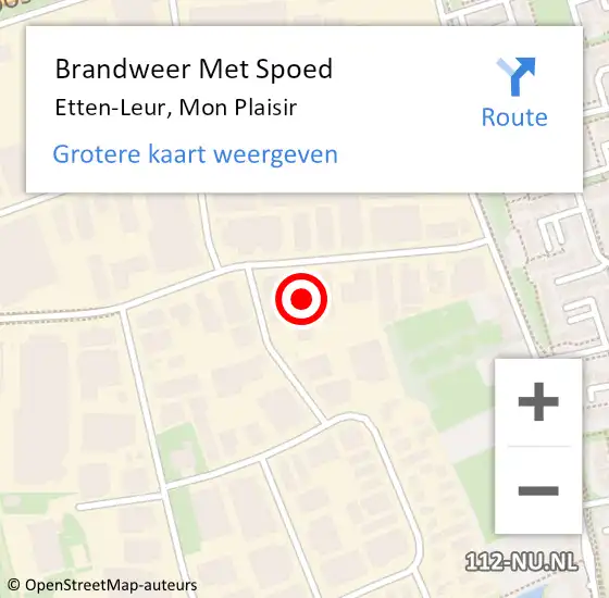 Locatie op kaart van de 112 melding: Brandweer Met Spoed Naar Etten-Leur, Mon Plaisir op 26 oktober 2022 11:12