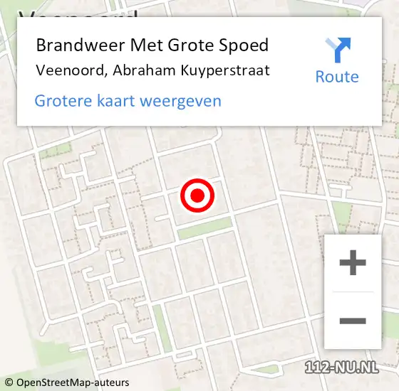 Locatie op kaart van de 112 melding: Brandweer Met Grote Spoed Naar Veenoord, Abraham Kuyperstraat op 26 oktober 2022 11:14