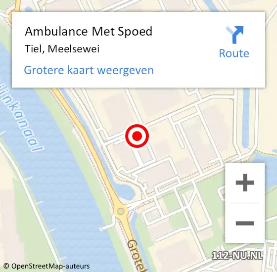 Locatie op kaart van de 112 melding: Ambulance Met Spoed Naar Tiel, Meelsewei op 26 oktober 2022 11:37
