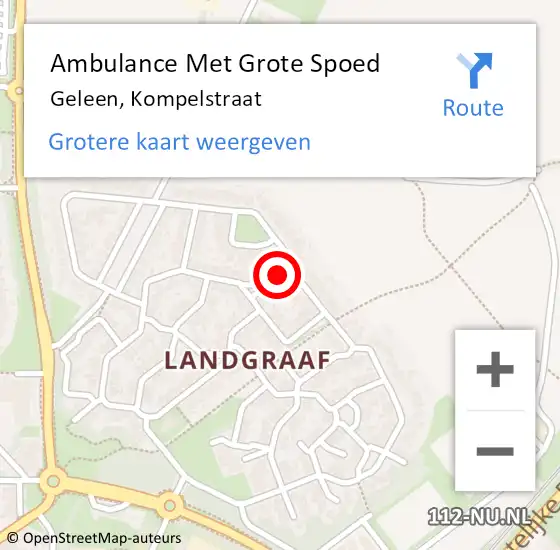 Locatie op kaart van de 112 melding: Ambulance Met Grote Spoed Naar Geleen, Kompelstraat op 2 augustus 2014 20:31