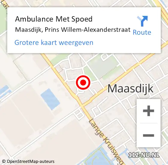 Locatie op kaart van de 112 melding: Ambulance Met Spoed Naar Maasdijk, Prins Willem-Alexanderstraat op 26 oktober 2022 11:52