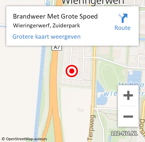 Locatie op kaart van de 112 melding: Brandweer Met Grote Spoed Naar Wieringerwerf, Zuiderpark op 26 oktober 2022 11:59