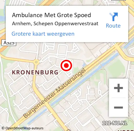 Locatie op kaart van de 112 melding: Ambulance Met Grote Spoed Naar Arnhem, Schepen Oppenwervestraat op 26 oktober 2022 12:11