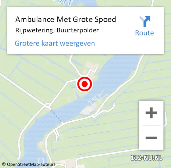 Locatie op kaart van de 112 melding: Ambulance Met Grote Spoed Naar Rijpwetering, Buurterpolder op 26 oktober 2022 12:12