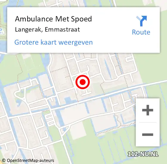 Locatie op kaart van de 112 melding: Ambulance Met Spoed Naar Langerak, Emmastraat op 26 oktober 2022 12:17