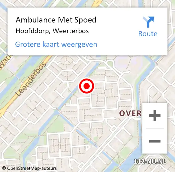 Locatie op kaart van de 112 melding: Ambulance Met Spoed Naar Hoofddorp, Weerterbos op 26 oktober 2022 12:36