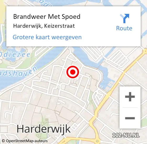 Locatie op kaart van de 112 melding: Brandweer Met Spoed Naar Harderwijk, Keizerstraat op 26 oktober 2022 12:50