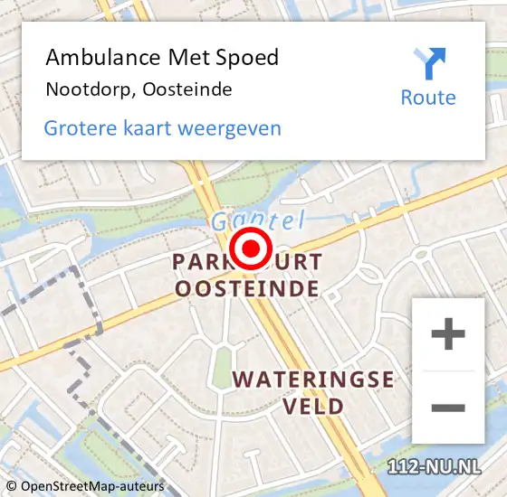 Locatie op kaart van de 112 melding: Ambulance Met Spoed Naar Den Haag, Oosteinde op 26 oktober 2022 12:54