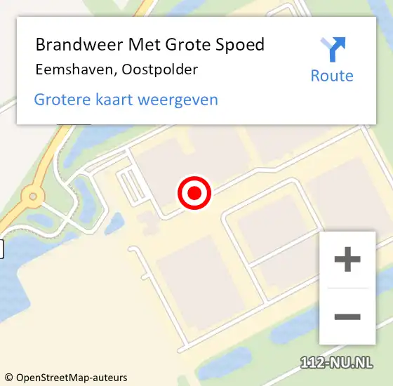 Locatie op kaart van de 112 melding: Brandweer Met Grote Spoed Naar Eemshaven, Oostpolder op 26 oktober 2022 13:00