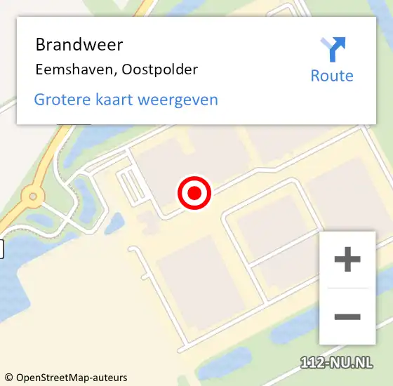 Locatie op kaart van de 112 melding: Brandweer Eemshaven, Oostpolder op 26 oktober 2022 13:02