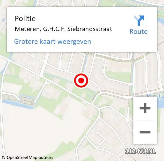 Locatie op kaart van de 112 melding: Politie Meteren, G.H.C.F. Siebrandsstraat op 26 oktober 2022 13:02