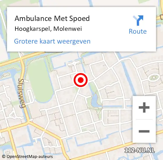 Locatie op kaart van de 112 melding: Ambulance Met Spoed Naar Hoogkarspel, Molenwei op 26 oktober 2022 13:07