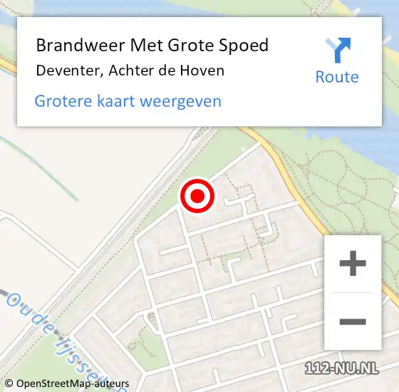 Locatie op kaart van de 112 melding: Brandweer Met Grote Spoed Naar Deventer, Achter de Hoven op 26 oktober 2022 13:17