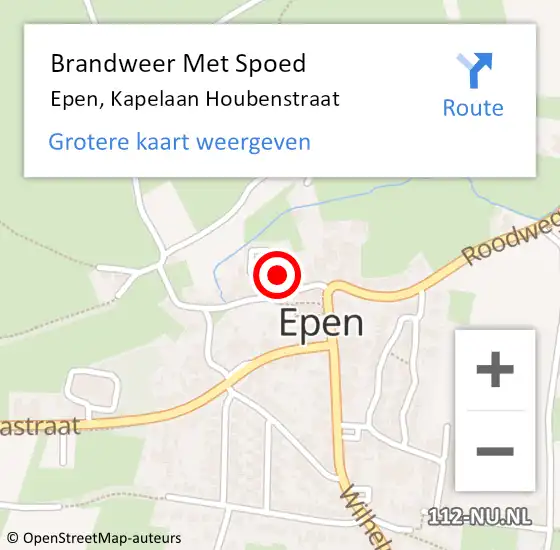 Locatie op kaart van de 112 melding: Brandweer Met Spoed Naar Epen, Kapelaan Houbenstraat op 26 oktober 2022 13:54