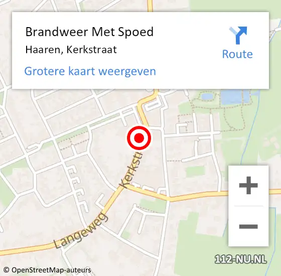 Locatie op kaart van de 112 melding: Brandweer Met Spoed Naar Haaren, Kerkstraat op 26 oktober 2022 14:04