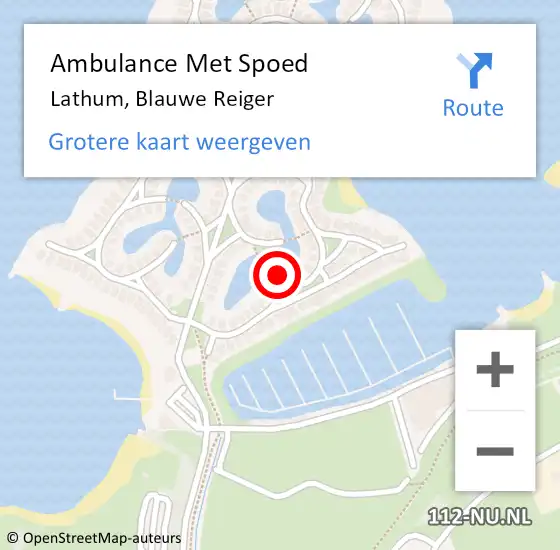 Locatie op kaart van de 112 melding: Ambulance Met Spoed Naar Lathum, Blauwe Reiger op 26 oktober 2022 14:16