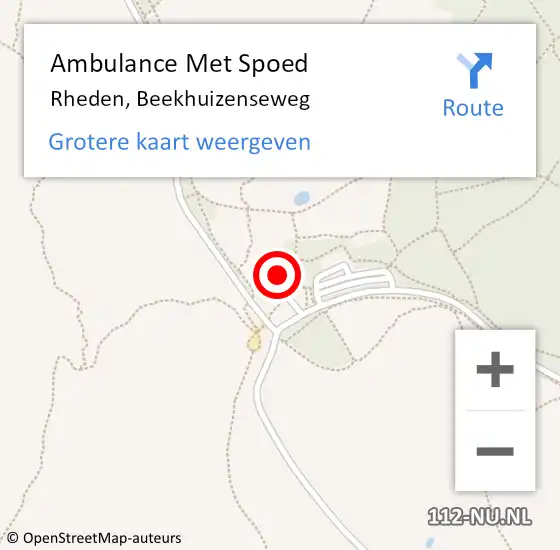 Locatie op kaart van de 112 melding: Ambulance Met Spoed Naar Rheden, Beekhuizenseweg op 26 oktober 2022 14:24