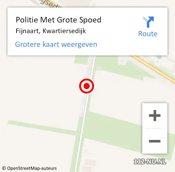 Locatie op kaart van de 112 melding: Politie Met Grote Spoed Naar Fijnaart, Kwartiersedijk op 26 oktober 2022 14:31