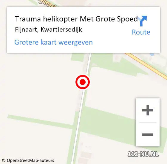 Locatie op kaart van de 112 melding: Trauma helikopter Met Grote Spoed Naar Fijnaart, Kwartiersedijk op 26 oktober 2022 14:36