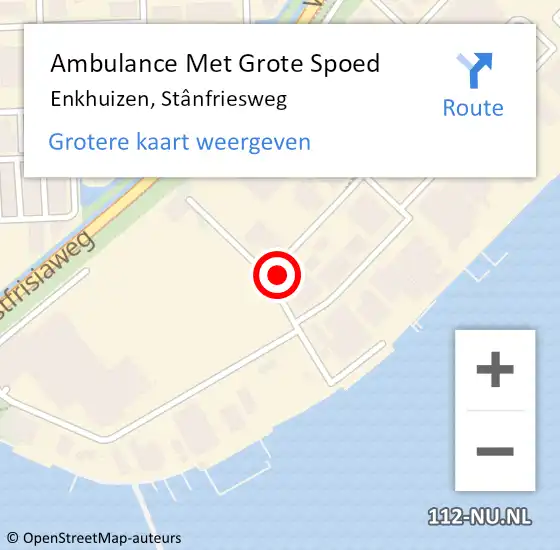 Locatie op kaart van de 112 melding: Ambulance Met Grote Spoed Naar Enkhuizen, Stânfriesweg op 26 oktober 2022 15:33