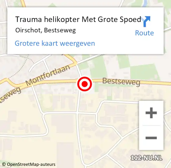 Locatie op kaart van de 112 melding: Trauma helikopter Met Grote Spoed Naar Oirschot, Bestseweg op 26 oktober 2022 15:36