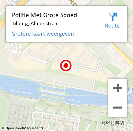 Locatie op kaart van de 112 melding: Politie Met Grote Spoed Naar Tilburg, Albionstraat op 26 oktober 2022 15:39