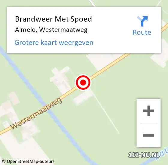 Locatie op kaart van de 112 melding: Brandweer Met Spoed Naar Almelo, Westermaatweg op 2 augustus 2014 21:05