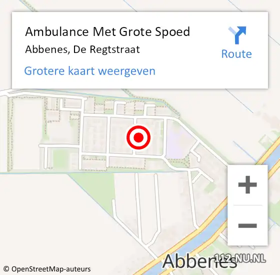 Locatie op kaart van de 112 melding: Ambulance Met Grote Spoed Naar Abbenes, De Regtstraat op 26 oktober 2022 16:06